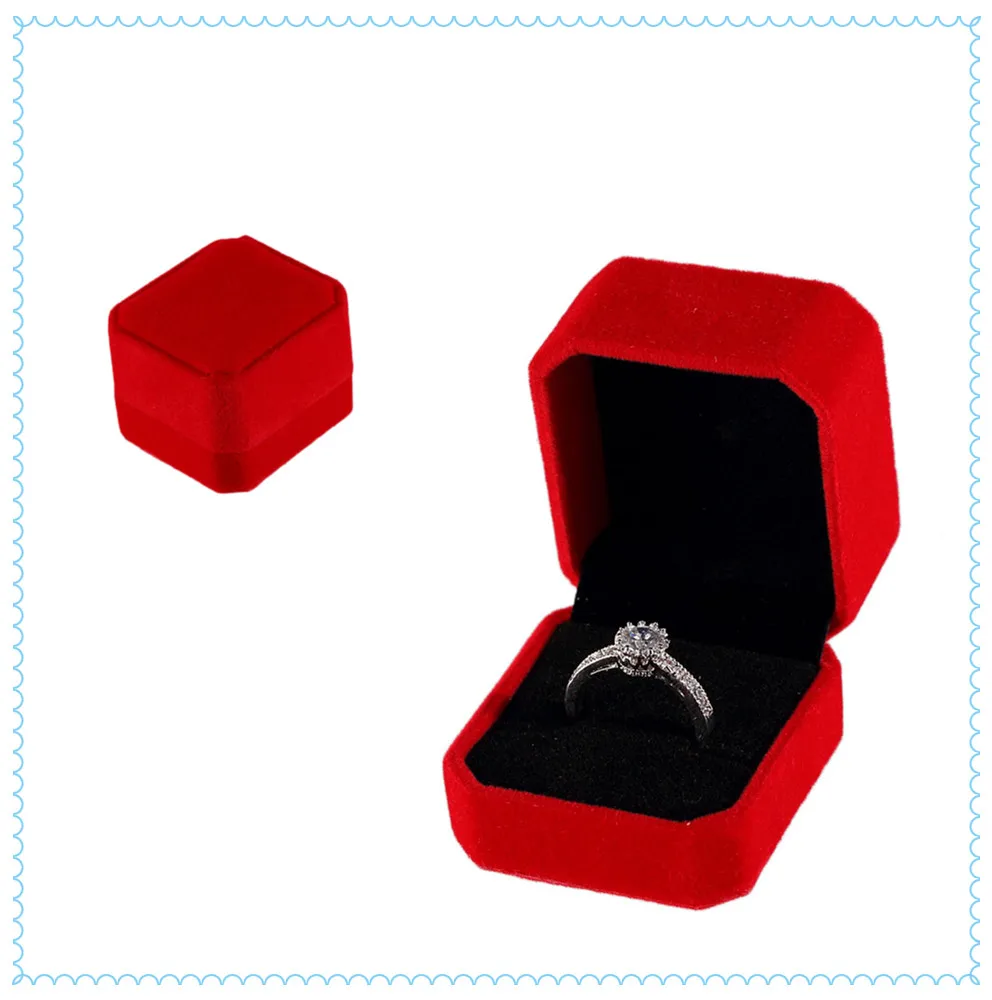 Customize Logo Wedding Engagement Velvet Hinged Ornament Ring Packing