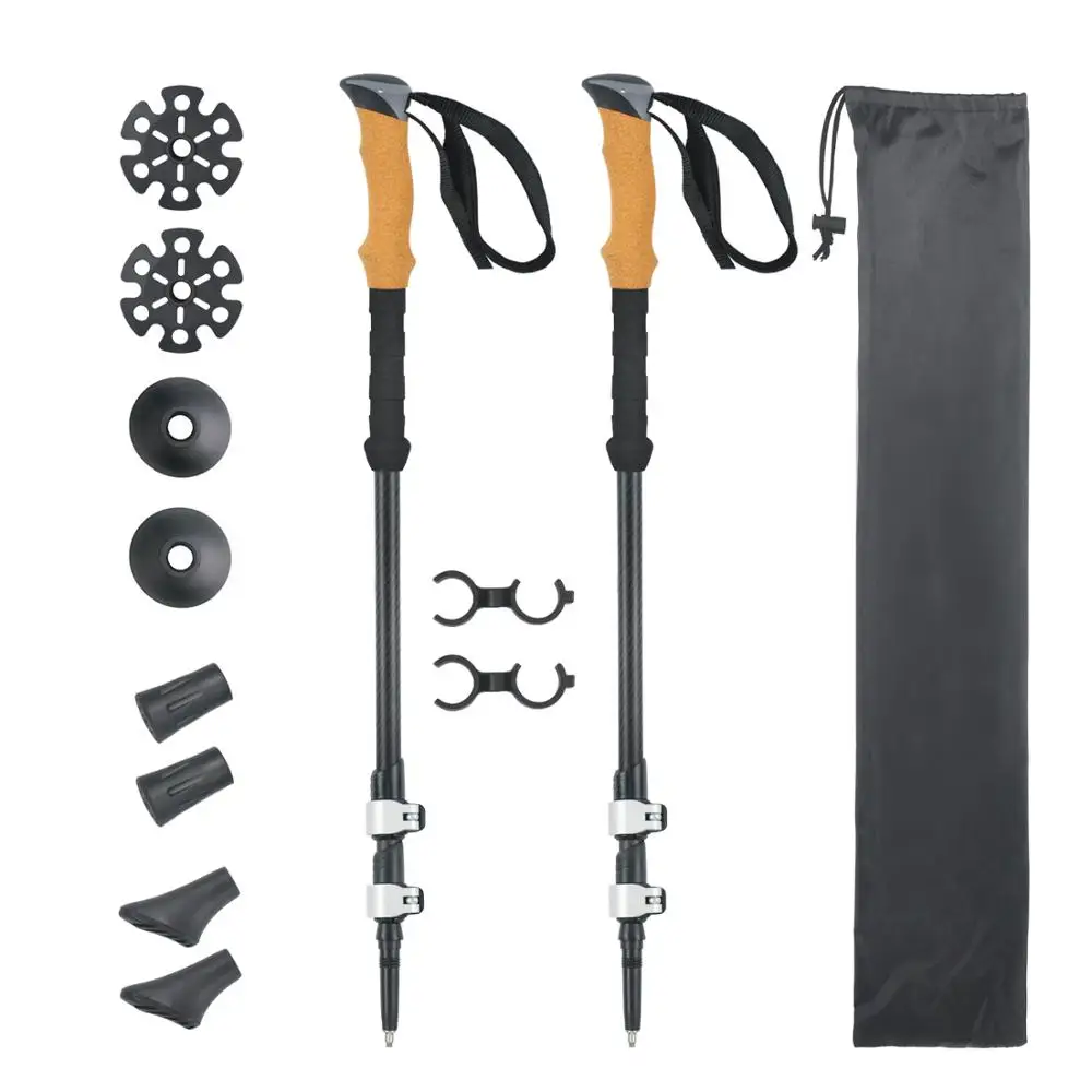 
Wholesale foldable telescopic nordic hiking canes and cork handle walking stick trekking trail poles aluminium  (60355963121)