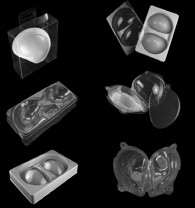 Customized Transparent Plastic Silicon Bra Cup Clamshell Packaging