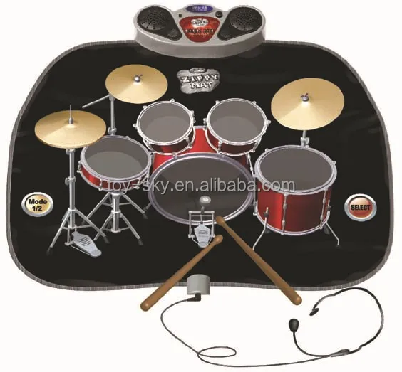 Drum Set Play Mat Touch-Sensitive Drum Pads Kids Childs Games Toys 2 Modes 