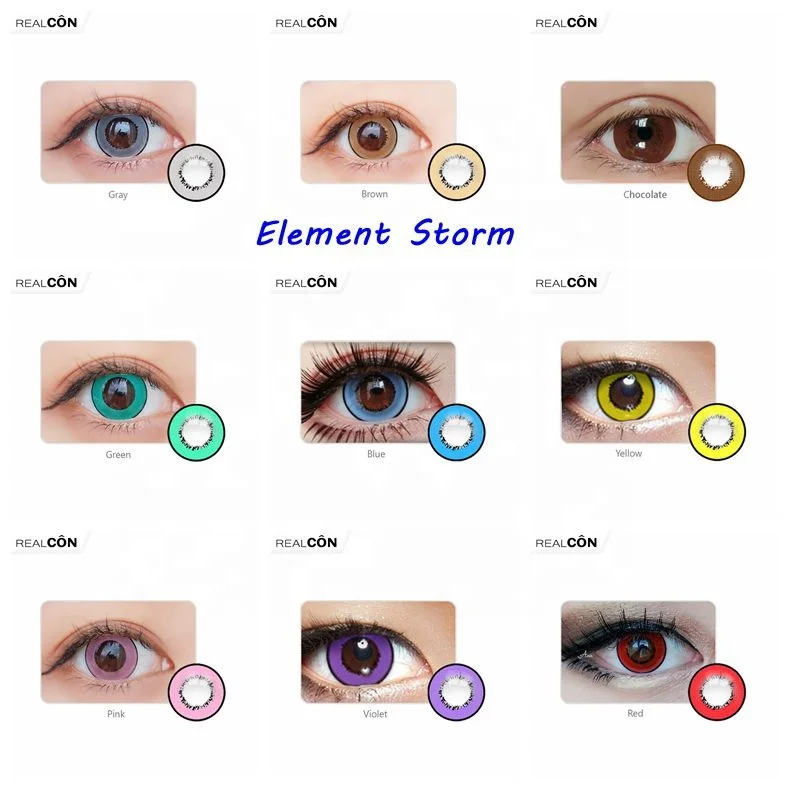 

Realcon Wholesale Yearly use crazy color contact lenses soft feeling Storm Element Series Allseelook, 5 colors