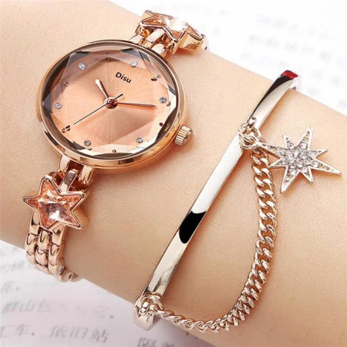 

Fashion Simple round face bracelet lady Quartz watch, White,black