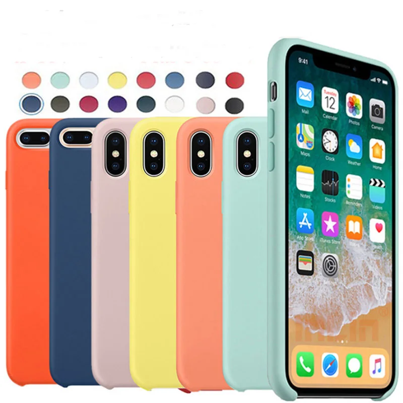 Trending Product Colorful Soft Liquid Silicone Phone Case For iPhone X 6 7 8 Plus Original Rubber Mobile Phone Back Covers