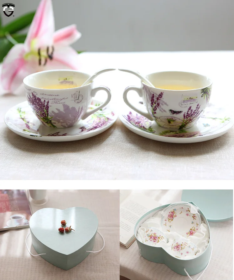 European style Gift Box Promotional gifts wholesale ceramic coffee bone china ceramic tea cup and saucer set 150ml