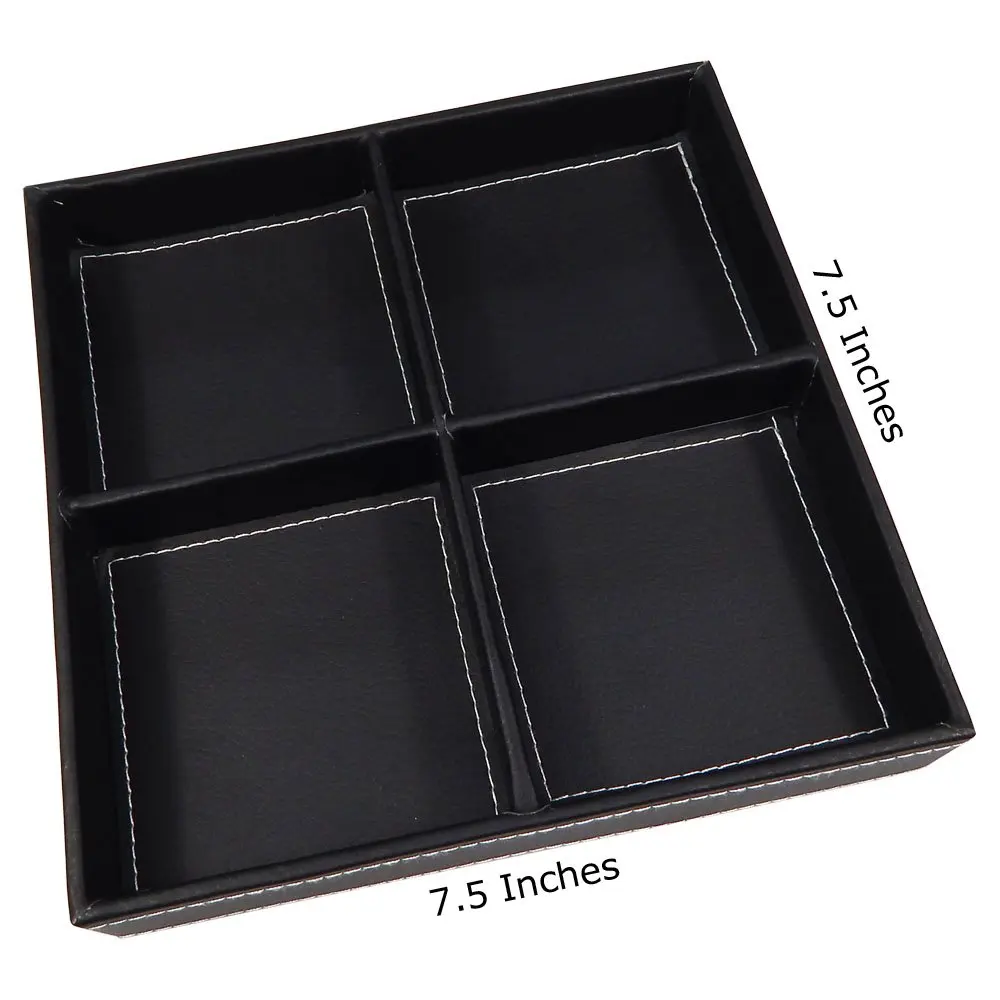 
Multi-function luxury modern black PU leather office desk organizer valet tray 