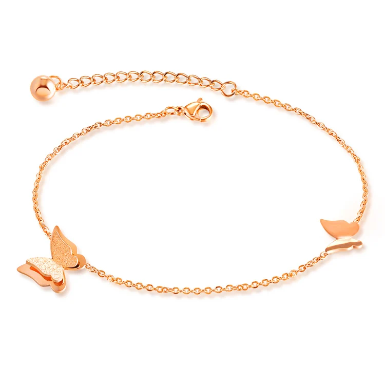 Marlary Butterfly Shape Gold Plated Anklet Feet Designs, 316L Stainless Steel Anklet Jewelry