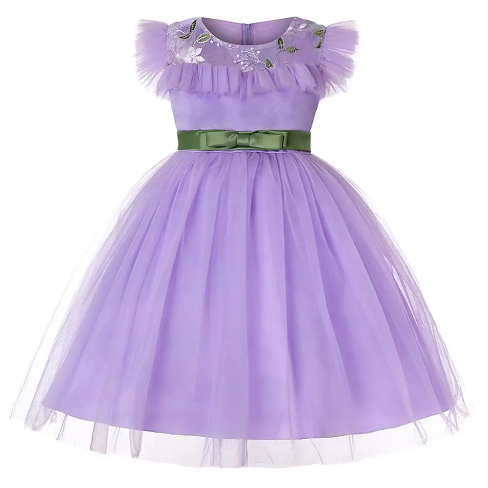 

Korean style Flower Girl Dress kid Embroidered Bridesmaid Dress Purple Princess Birthday party Dress for 10yrs old, N/a