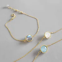 

2018 jewelry 925 sterling silver moonstone gold bracelet