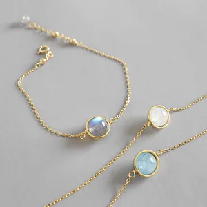 2018 jewelry 925 sterling silver moonstone gold bracelet