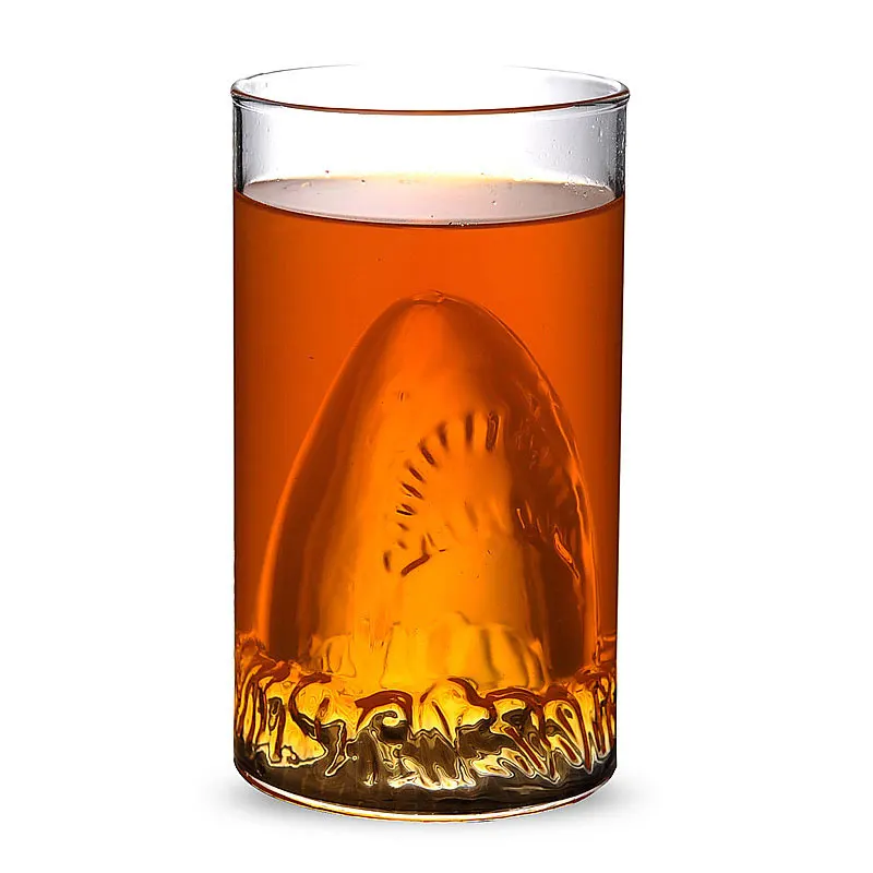 

350ml double wall borosilicate glass coffee cup glass cup for beer with shark shaped inner on sale, Transparent