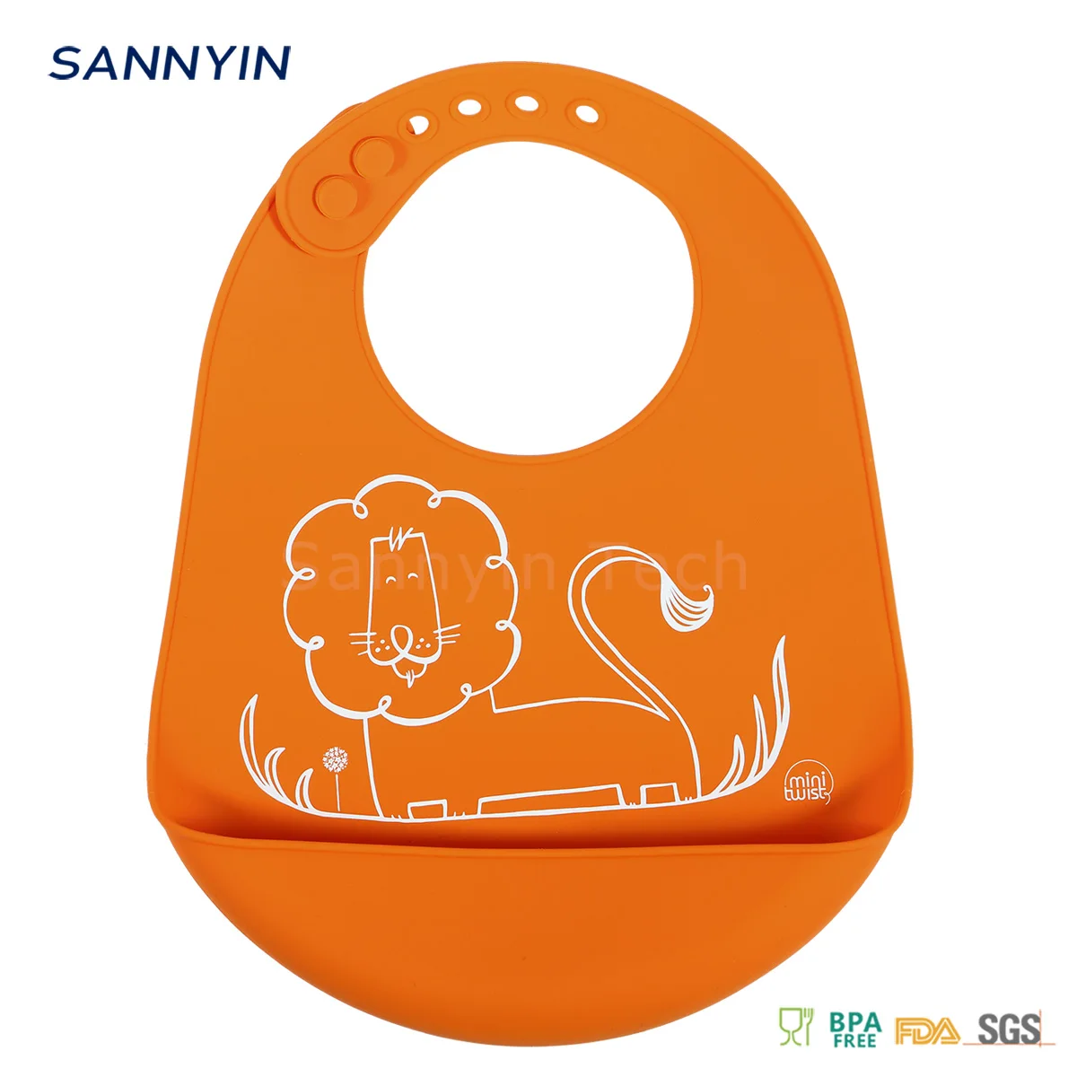 Waterproof Adjustable Buckle Feeding Bib For Baby And Toddler Food