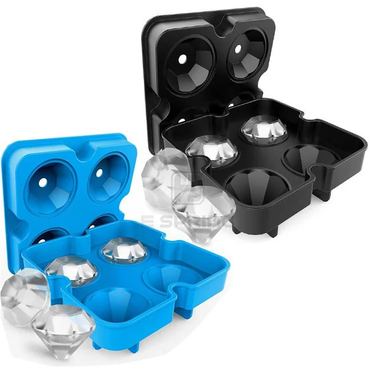 
Factory Provide Directly Customized Logo Diamond Novelty Mini Ice Cube Trays Silicon Set of 2 