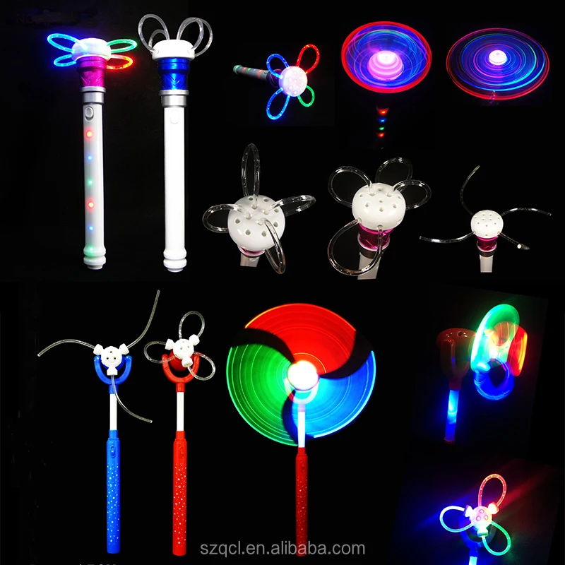 Christmas Party Favor Multicolor Colors Led Spinning Wand Stick For