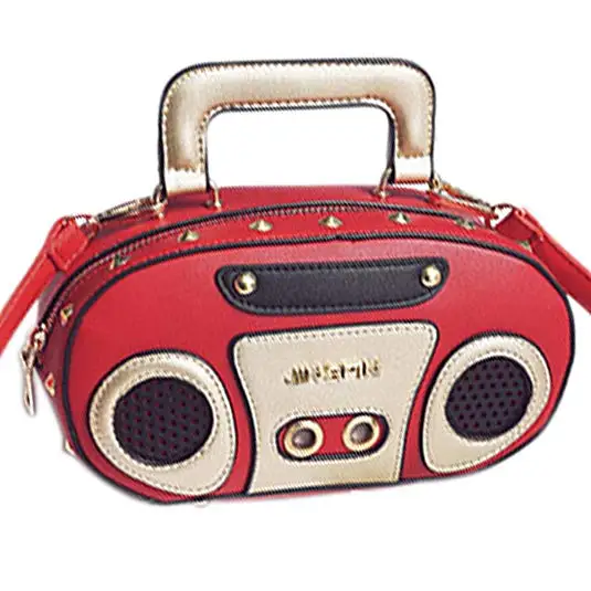 

2021 Xianjian Women's Elegant Tape Recorder Radio Shaped Shoulder Bag Vintage Style Crossbody Bag Handbag (XJHB787), Black,silver,red,gold,pink
