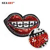 Red Sexy Mouth Custom Embroidered Patches For Clothing