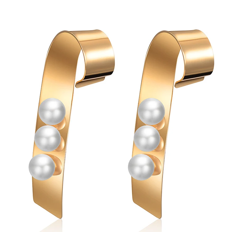 

Vintage Geometric Copper Charm Stud Earrings Imitation Pearl Simple Drop Earrings For Women (KER169), Same as the picture