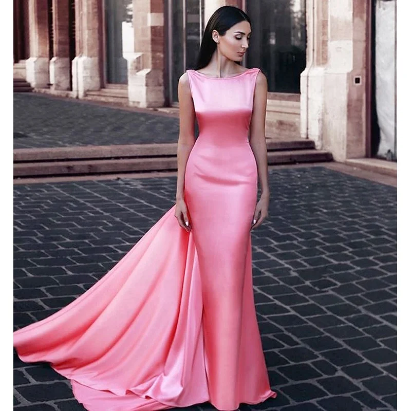 

Sexu Back Open Custom Elegant Turkish Prom Gowns Evening Dress, Pink