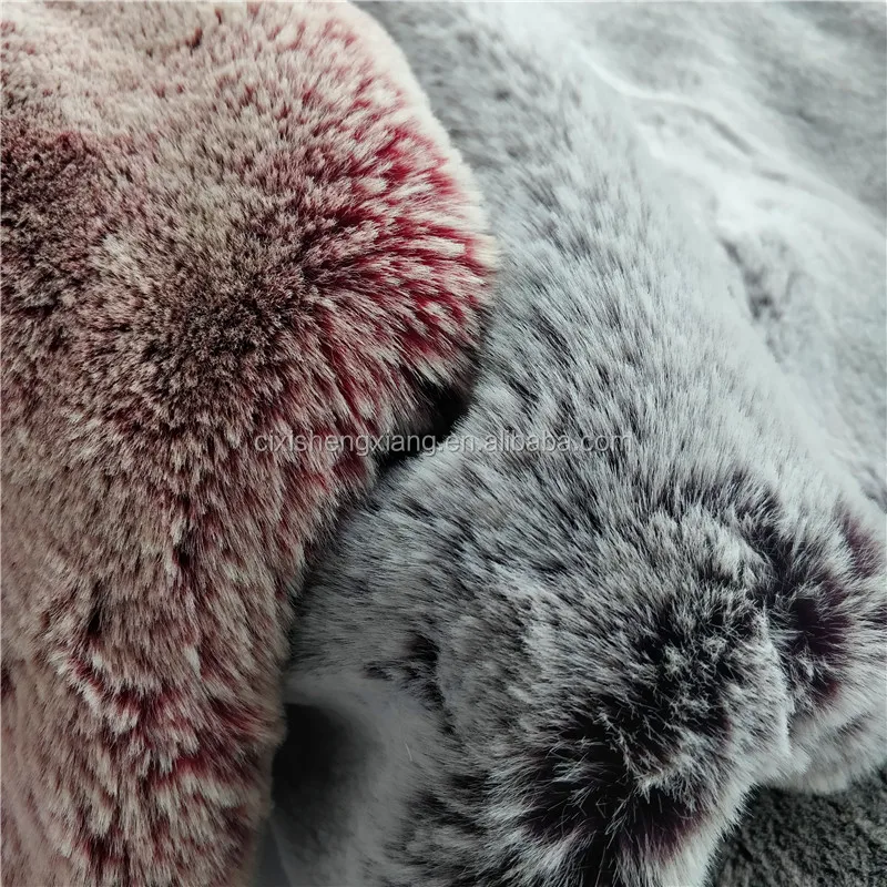 Super Soft Tip Dyed Red Faux Rabbit Fur Fabric For Winter Coat Rugs ...