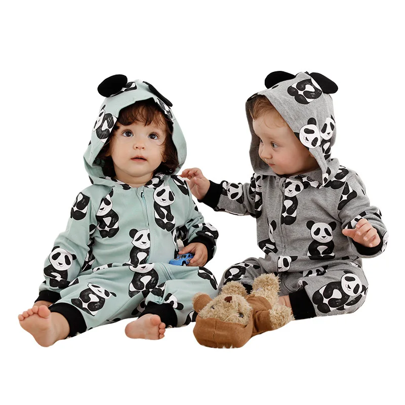 

Panda Design 100% Cotton Cute Animal Clothes Zipper Baby Jumpsuit