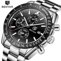 

BENYAR BY-5140M Men Luxury Stainless Steel Quartz Watches Business Auto Date Popular Second Disk Wristwatch