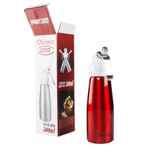 

Amazon Hot Sale 500ML Aluminium Alloy Cream Whipper Dispenser with Retail box, Red, black, white, silver