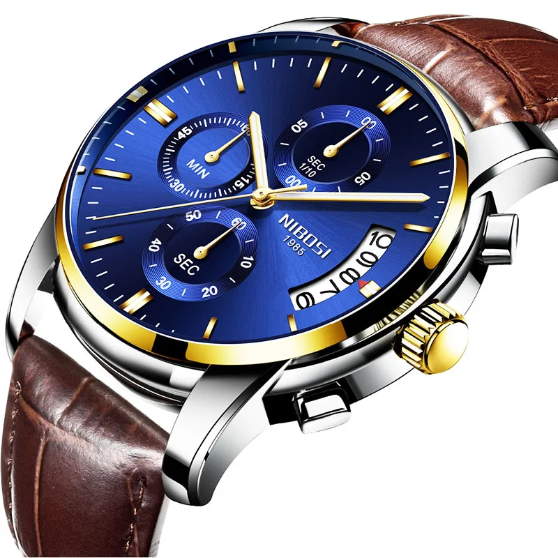 

NIBOSI Watches Men Waterproof Stainless Steel Luxury Man Wrist Watches Chronograph Quartz Watches Montre Homme Luxury De Luex, N/a
