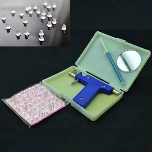 Pro Steel Ear Nose Navel Body Piercing Gun Kit Tool Set with Pack of 98 Studs