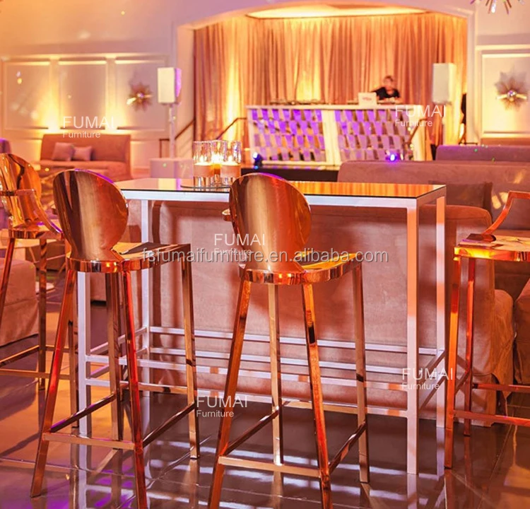 Silver Stainless Steel Frame Arm Design Event Party High Bar Chair