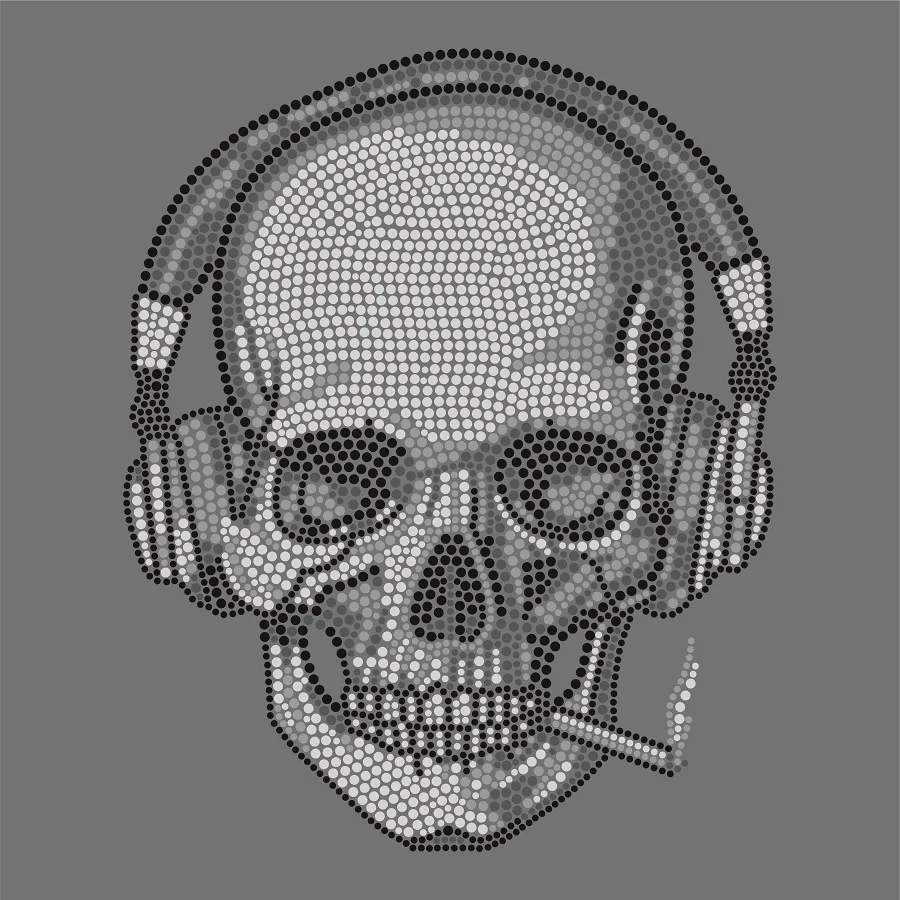 

Skull Hot fix Rhinestone Heat Transfers For Shirt, Crystal;black diamond;jet