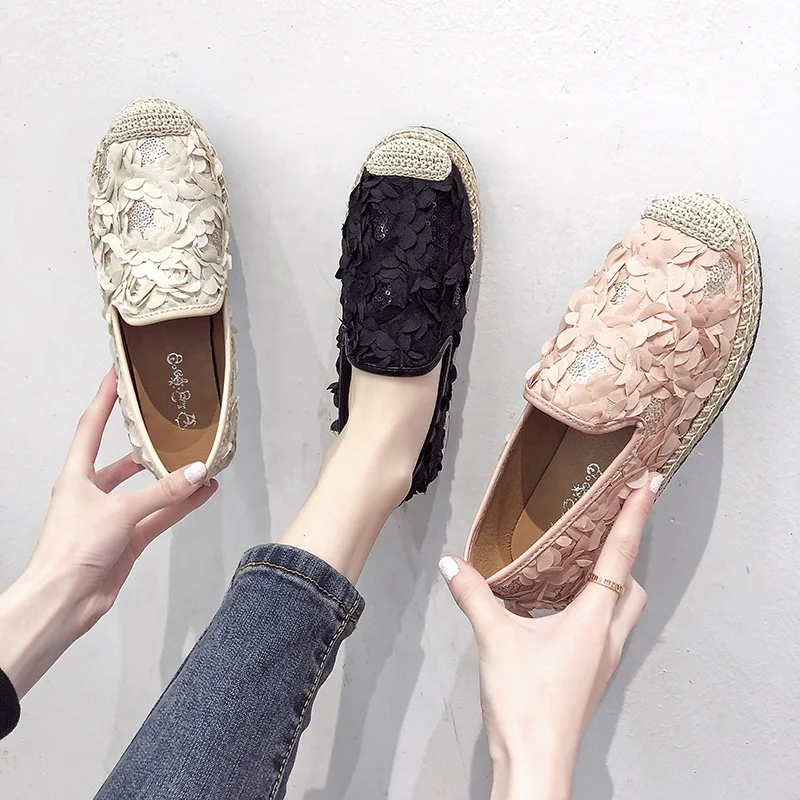 

Wholesale fashion espadrilles shoes breathable casual shoes newest women flat shoes, Black,white,yellow,all black