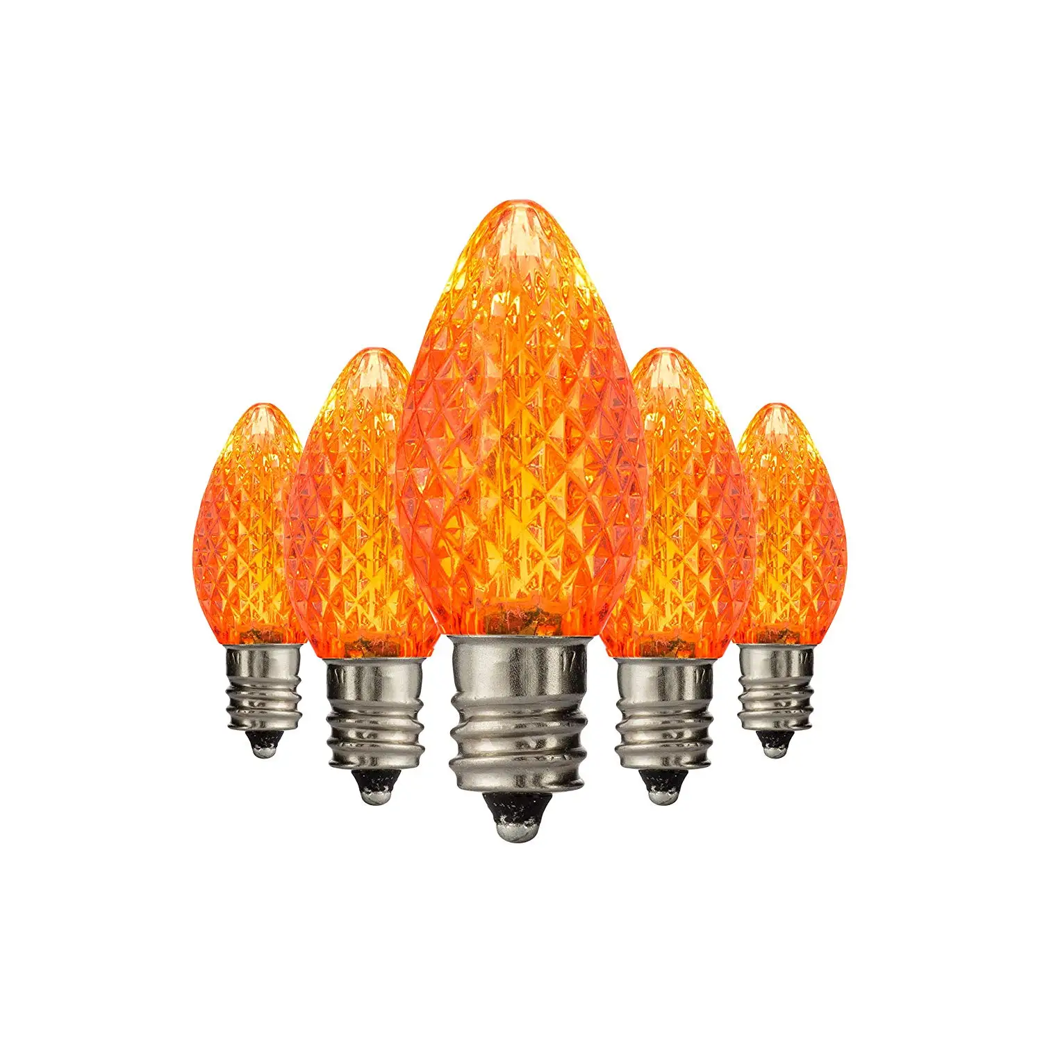 Holiday Lighting Outlet LED C7 Orange Replacement Christmas Light Bulbs, Commercial Grade, 3 Diodes (Led's) in Each Bulb, Fits Into E12 Sockets, 1 Bulb