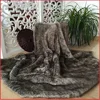 Fake Wolf / Coyote Fur Thorw Blanket Fake Fur Throw Blanket Bedspread Brown