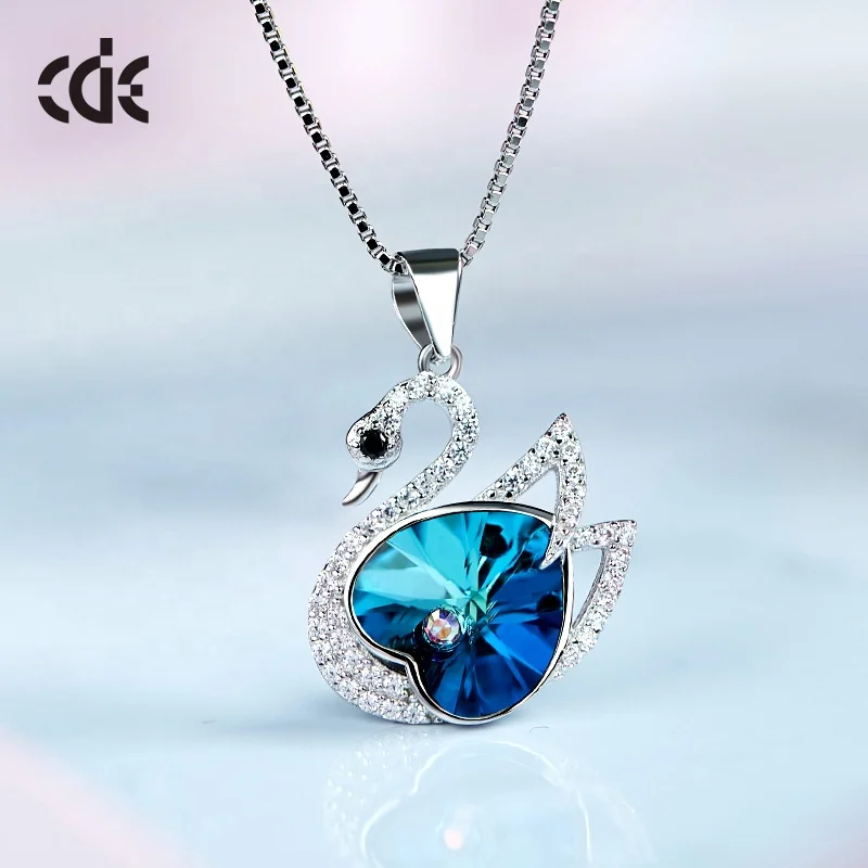 

Crystals Animal Jewelry 925 Sterling Silver Fashion Cute Swan Pendant Necklace