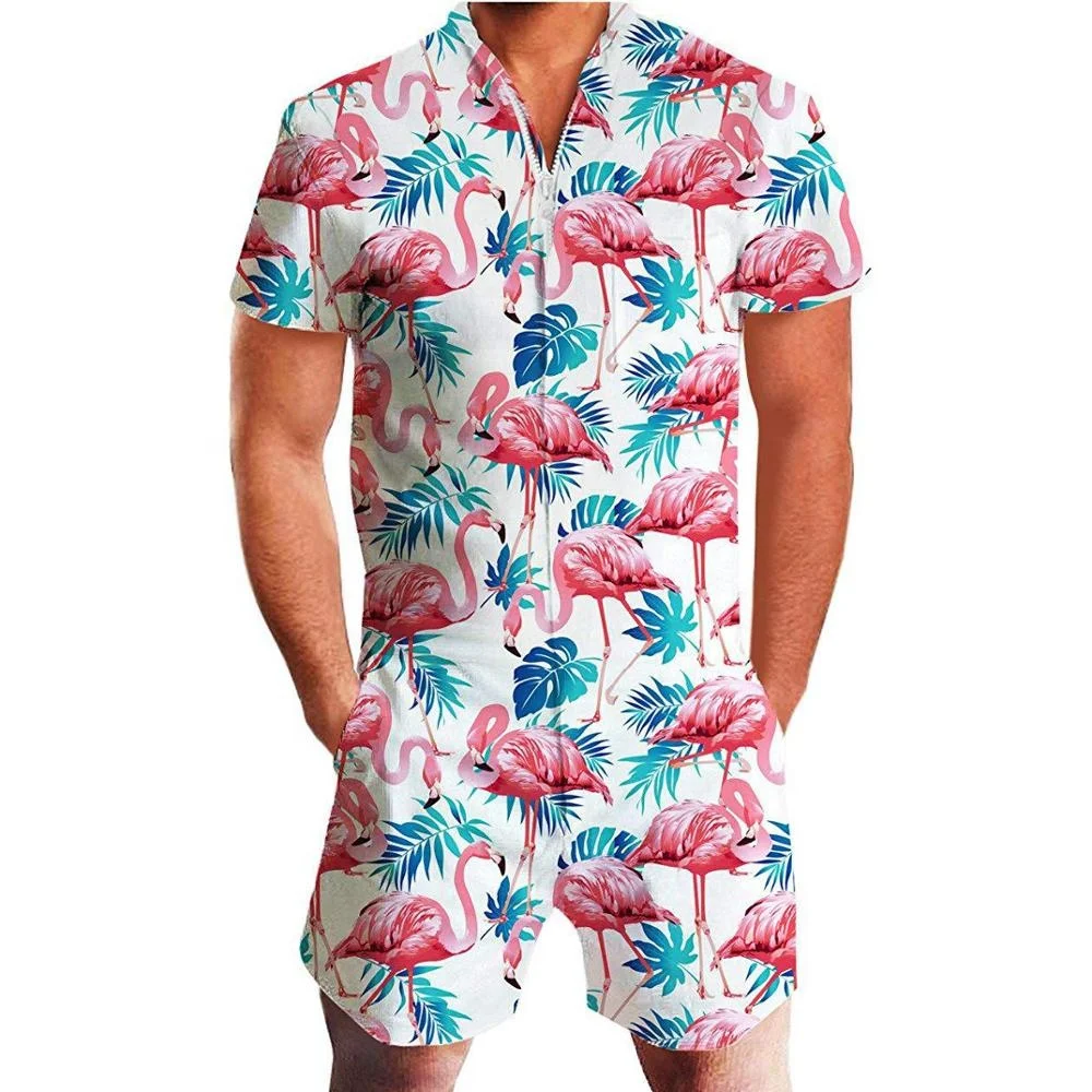 

Hot sales low MOQ summer beach mens romper adult mens rompers