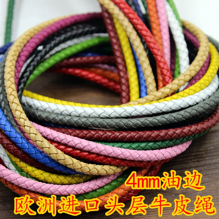 Handmade Band colorful 3/4/5/6mm Cow Leather Braided Rope String Cord Necklace Charms