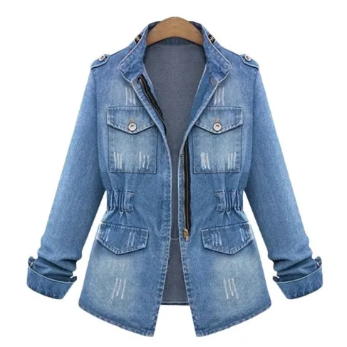 

JACKETOWN Autumn Spring New Fashion Women Slim Long Sleeve Denim Coat Jacket Ladies Fashion Tops Winter Warm Splice Coat