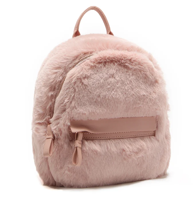 Oem Designer Cute Mini Pink Artificial Wool Faux Fur Backpack Bag ...