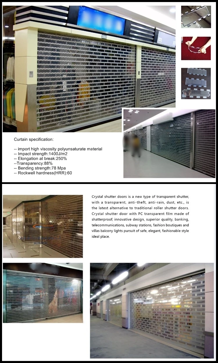 transparent crystal rolling door