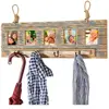 Rustic Home Wooden Wall Mounted Coat Rack with 4 hanging hooks