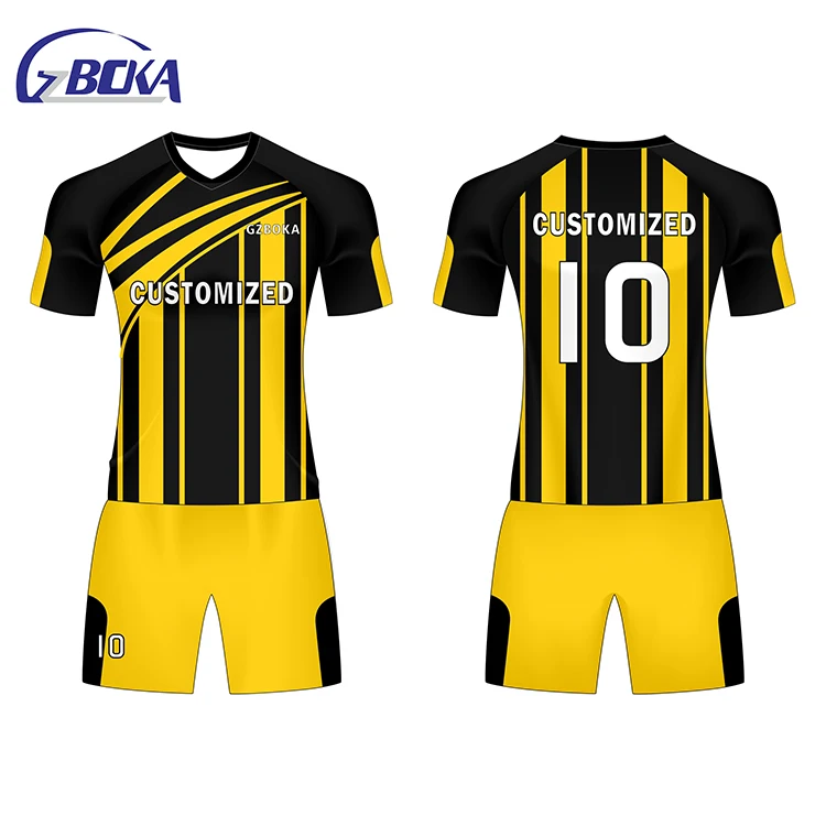 Wholesale Cheap Football Jersey Soccer Shirt Black Yellow Sublimation ...