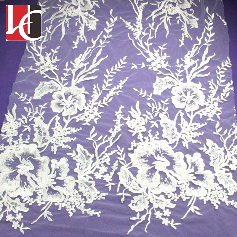 

HC-5744 2019 New design white lace dress fabric