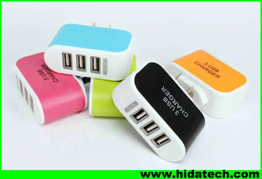 Hot selling colorful candy multi usb mobile phone charger with 3 usb charger