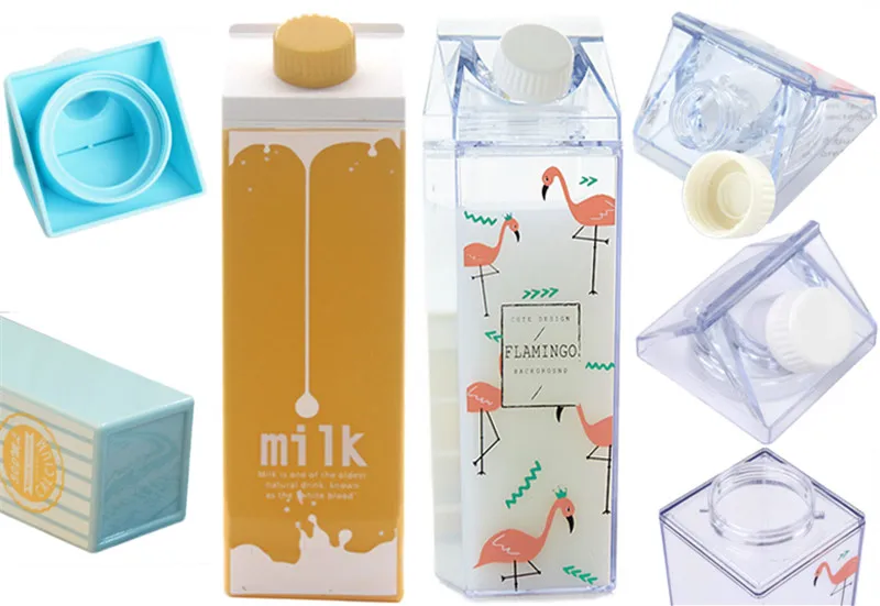 500ml Rectangle Transparent Milk Carton Shaped Plastic Water Bottle