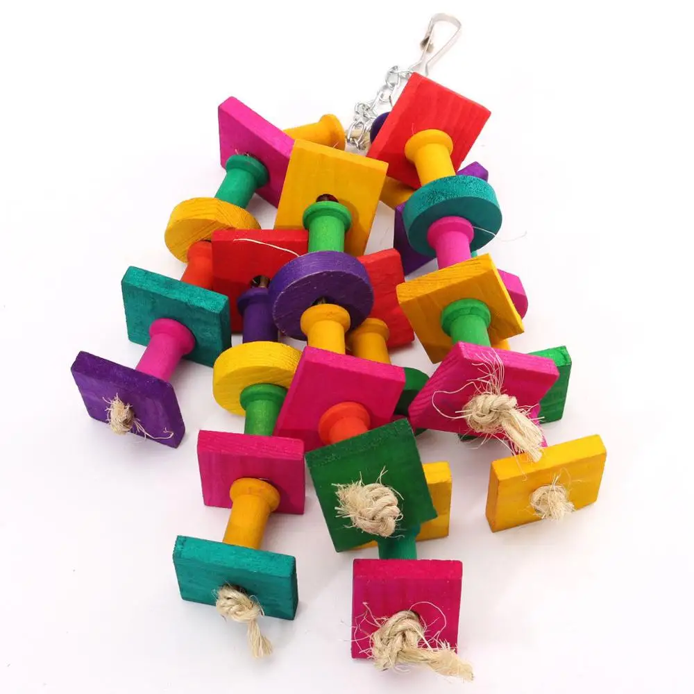 

Bird Toy Parrot Pure Natural Wood Grinder Supplies Bite Chew Colors Large Cage Edible Dye