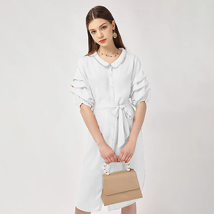 

APHACATOP Hot Sale Woman White Fashion Short Sleeve Dress