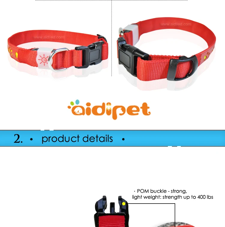 High Light Nylon Pet Collar, Led Dog Collar USB Rechargeable Waterproof