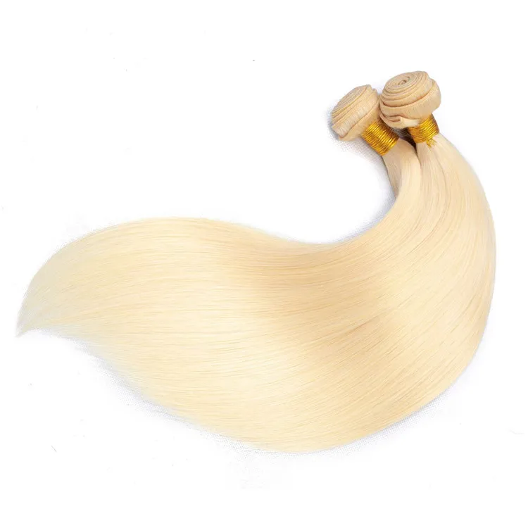 

Double Drawn Unprocessed Virgin Remy 12a Grade #613 Blonde Color Indian Human Hair Weave Extension Bundles