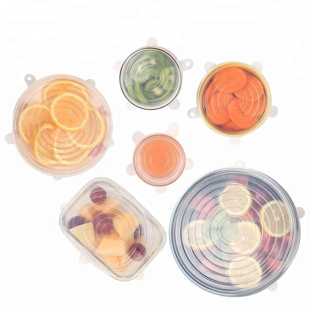 

6-Pack of Various Sizes Stretchy Bowl Cover Silicone Suction Lid, Silicone Pot Suction Stretch Covers & Bowl Lid, Customized any pantone color