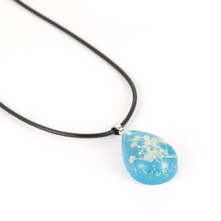 

New coming water drop resin flower inside exquisite gift jewellery necklace, Red;orange;black;purple;blue
