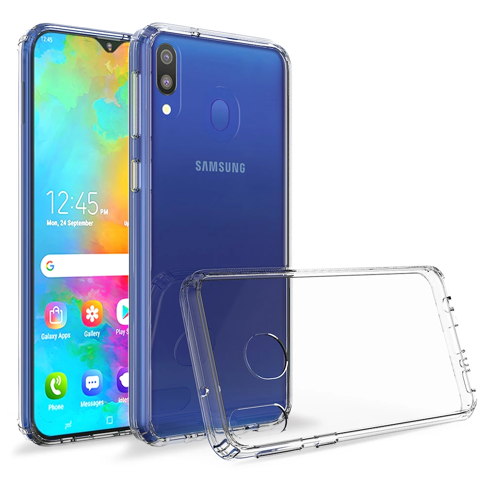 

For Samsung Galaxy M20 Case, Clear Acrylic TPU Hybrid Shockproof Mobile Covers For Samsung M20, Black;blue;orange;rose red;mint;and so on